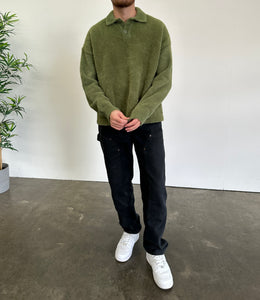 KNIT POLO - OLIVE